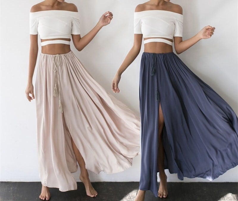 Women´s Chiffon Long Skirt Bohemian Beach High Waist Skirt Summer