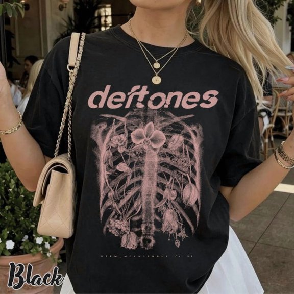 Deftones Graphic T Shirt Vintage Band Shirt 90s Grunge Music Tee Floral Art Shirt Alternative Rock Gift T shirt Sizes S-5XL