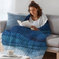 thumbnail image 3 of Navy Blue Ombre Throw Blanket, Flannel Fleece Blanket with Striped Design for Couch, Modern Moire Gradient Watercolor Soft Breathable All Season Plush Blankets for Sofa Chair Travel 32"x48", 3 of 9