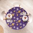 thumbnail image 4 of Ambesonne Emoji Fitted Round Tablecloth, Chinese New Year Round Faces, 56"- 60" Diameter, Quartz Mustard White, 4 of 5