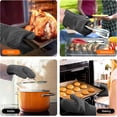 thumbnail image 2 of HEETLY 12.5-Inch Extra Long Waterproof Silicone Oven Mitts, 1-Pair Set, Heat Resistant with Cotton Lining, Black, 2 of 7