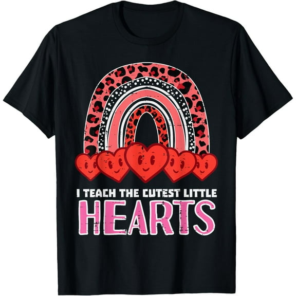 Valentines Day Teach Cutest Hearts Leopard Teacher Women T-Shirt Shirts