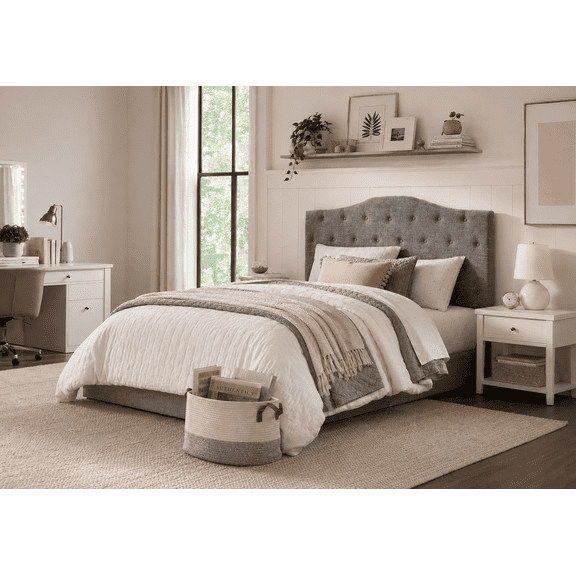 24/7 Shop At Home Kiff Convertible Full-to-Queen Contemporary Headboards Panel, Gray