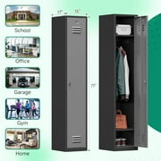 Metal Lockers for Employees,71Metal Storage Cabinet with Lock,1 Door Steel Storage Locker Cabinet for Home,Gym,School, Office,Garage-Assembly Required(Black Gray)
