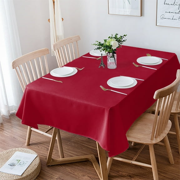 Pure Red Tablecloth Rectangle Table Cloth 52x70 , Waterproof Tablecloth Outdoor Table Cloth, Simple Solid Color Washable Table Cover for Kitchen Dining Party