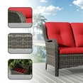 thumbnail image 4 of Meetleisure 1 piece 72.83'' Wide 3-Seat Outdoor Wicker Patio Sofa with Cushions,Red, 4 of 10