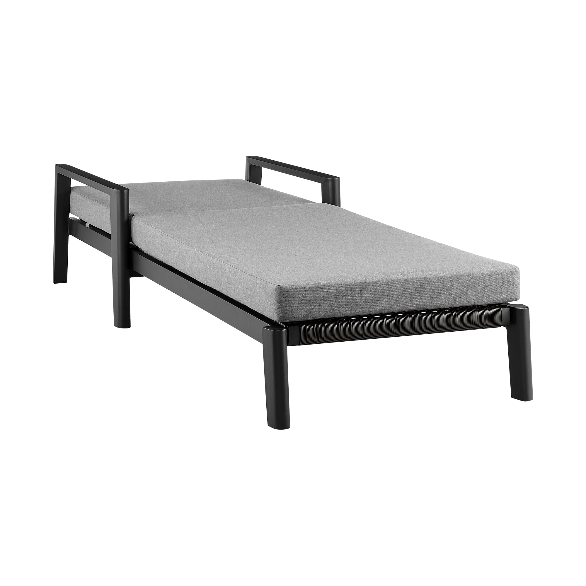 Grand Outdoor Patio Adjustable Chaise Lounge Chair in Aluminum with Grey Cushions