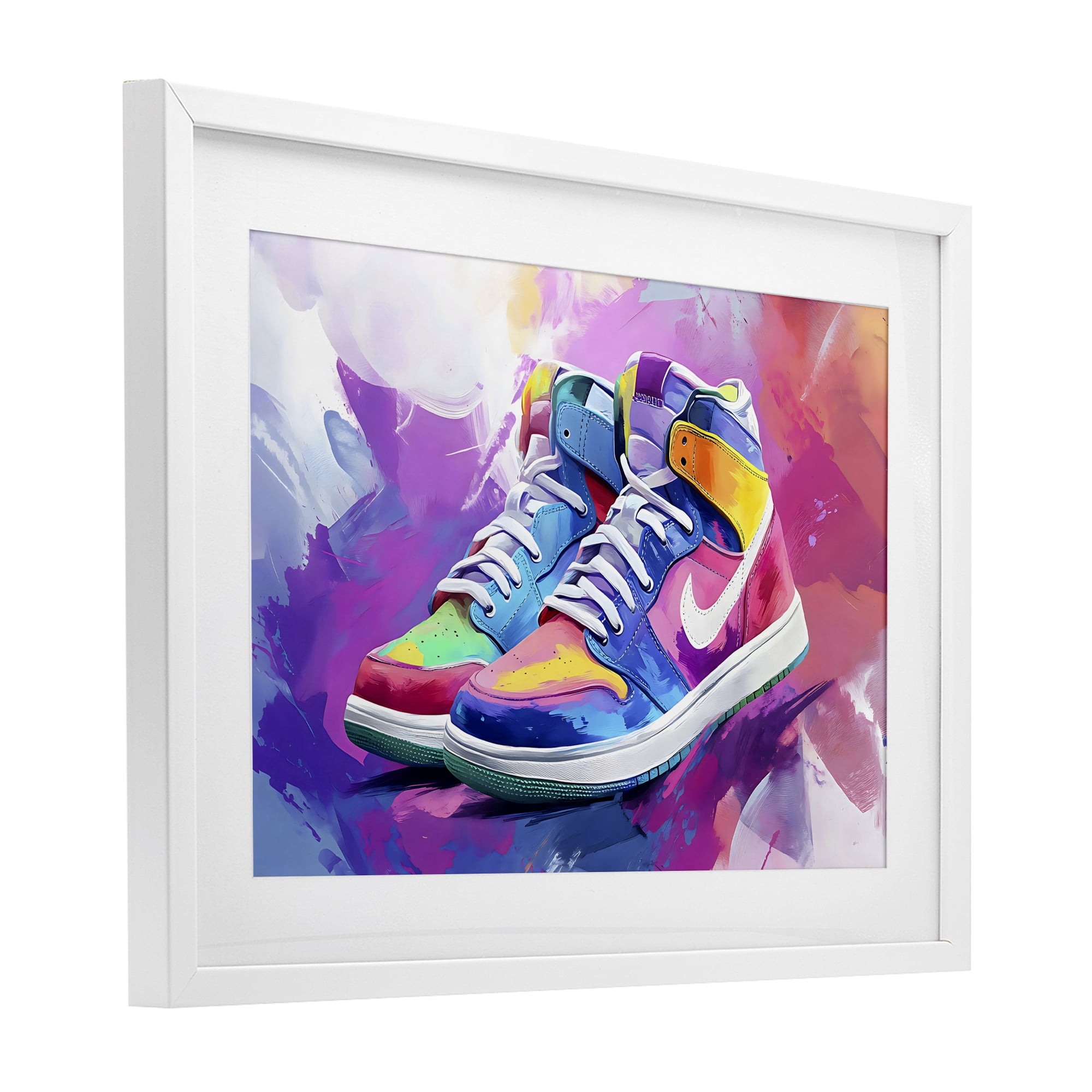 Stupell Industries Stylish Vintage Sneakers White Framed Print Under Glass, design by Creative Studio