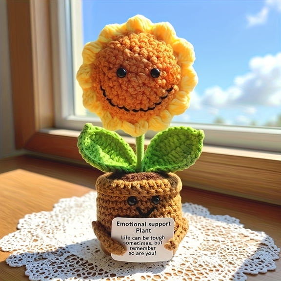 Handmade Crochet Sunflower Emotional Support Plant for Gift and Decor