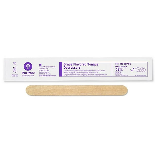 Puritan 710GRAPE Flavored Junior Wood Tongue Depressor / Tongue Blade, 5.5", Individually