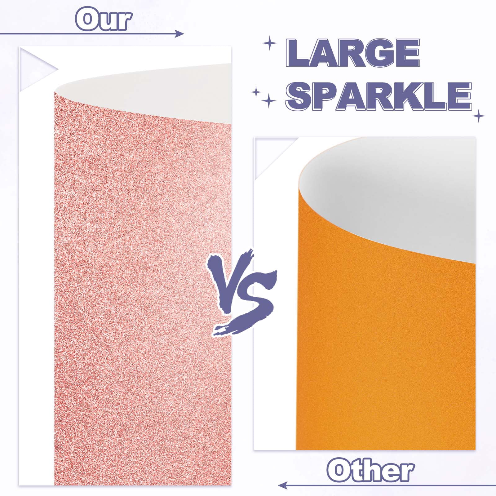 20Sheets Rose Gold Glitter Cardstock, 12x12In Glitter Paper Card Stock Shiny Scrapbook 250gsm Sparkly Paper Large Shimmer for Crafts Scrapbook DIY Art Wedding Party