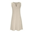 thumbnail image 5 of SEMPAI Summer Savings Summer Dresses Womens Summer Dresses Sleeveless V-Neck Solid Mid-Length Summerdresses For Women 2025 Trendy for Graduation Women's Plus Dresses Up to 60% Off, 5 of 6