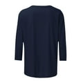 thumbnail image 6 of Women's Christmas Clothes Sparkly Tops Rhinestones Studded Trendy Crew Neck 3/4 Sleeve Tee Shirt Casual Tshirts (S, Navy), 6 of 6