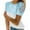 Blue, variant on Women Casual Printing Round-Neck Lace Hollow Out Splicing Short Sleeve Pullover Slimming Blouse T-shirt Tops Women Tops on sale under $10 S-5XL