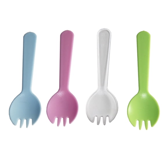 SHOWERORO Household Fruit Forks Combination of Fork and Spoon Pink 100Pcs