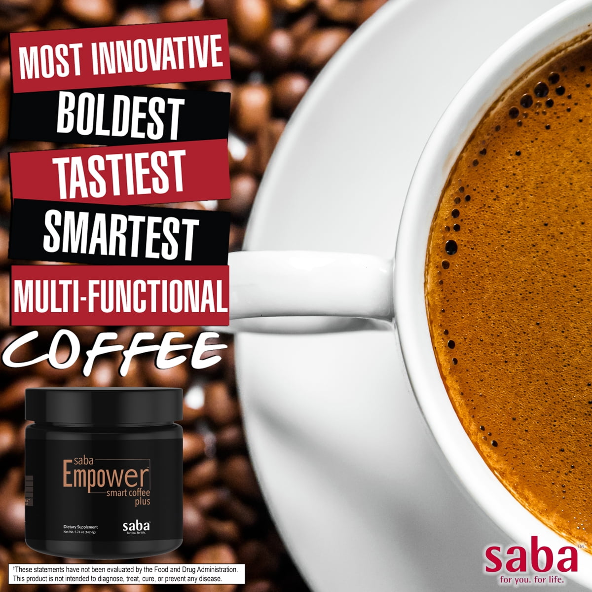Saba Empower Smart Coffee Plus - 30 Servings, Supports Immune, Energy, Weight Management