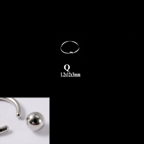 Anillo de nariz con clip de bola de acero inoxidable 316L BCR, anillo de nariz con clip de bola de acero de titanio, anillo multiusos universal, pendientes, anillo para el hueso de la oreja