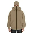 thumbnail image 3 of Momasggi Men's Balaclava Hoodie Jacket with Face Mask Windproof Zip Up Hoodies Double Hooded Sweatshirt Outwear Athletic Coat Khaki 2XL, 3 of 9