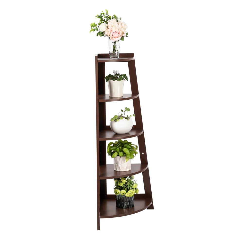 Zimtown 5 Tier Corner Shelf Stand Wood Display Storage Home Furniture