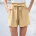 thumbnail image 7 of Jean Shorts Womens High Waisted Summer High Waist Shorts Women Tie Waist Beach Vacation Shorts Casual Streetwear Khaki XL, 7 of 7