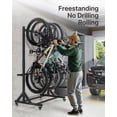 thumbnail image 3 of monTEK Freestanding Bike Storage Rack for 5 Bikes, Heavy-Duty Vertical Bike Stand Holds 350 lb, Adjustable Height Garage Bike Rack with 5 Bike Hooks, 6 Storage Hooks & Locking Casters, 3 of 9