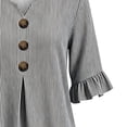thumbnail image 5 of Hfnxid 3/4 Sleeve T Shirts for Women Loose Fit Striped Ruffle Shirt Button Up V Neck Blouses Dressy Casual Fall Clothes Black L, 5 of 6