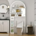 thumbnail image 3 of Spurgehom Over The Toilet Storage Cabinet, Bathroom Shelf Organizer Freestanding, Bathroom Arch Cabinet Over Toilet with Toilet Paper Holder and Anti-Tipping Device, White, 3 of 15