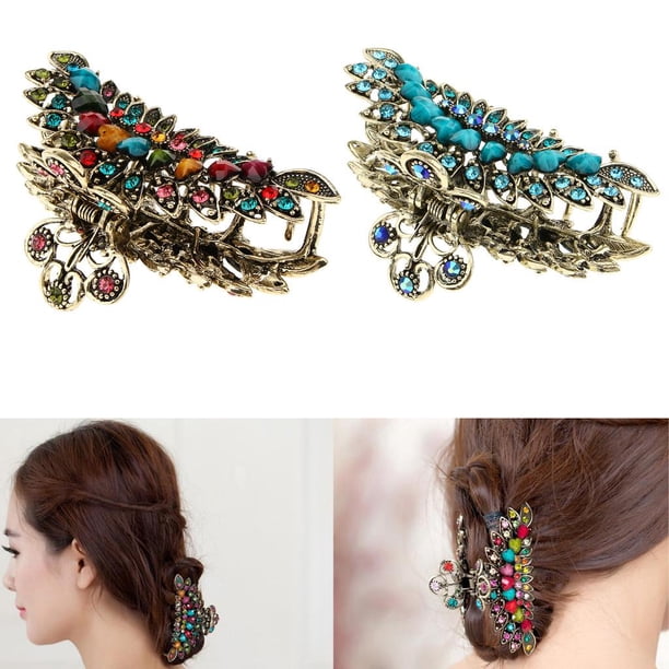 2 pinzas grandes de aleación cabello pa niñas - fuerte pinza antideslizante pasador cabello Updo accesorios Colco Garra de pelo grande para mujer