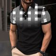 thumbnail image 2 of BiZtdJrK Mens Casual Button Down Lapel Collar Polos Shirt Summer Fashion Plaid Print Short Sleeve Shirts Big and Tall Golf T-Shirt Loose Fit Tops Black L, 2 of 6