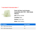 thumbnail image 2 of Front Left Door Lock Actuator - Compatible with 1999 - 2004 Honda Odyssey 2000 2001 2002 2003, 2 of 2