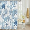 thumbnail image 4 of Fabric Shower Curtain, Summer Ocean Blue Coral and Sea Turtle Bathroom Curtain with 12 Hooks Waterproof No Bad Odor Machine Washable Bath Curtains for Bathroom, Spa Room, Background Cloth, 72"x72", 4 of 6