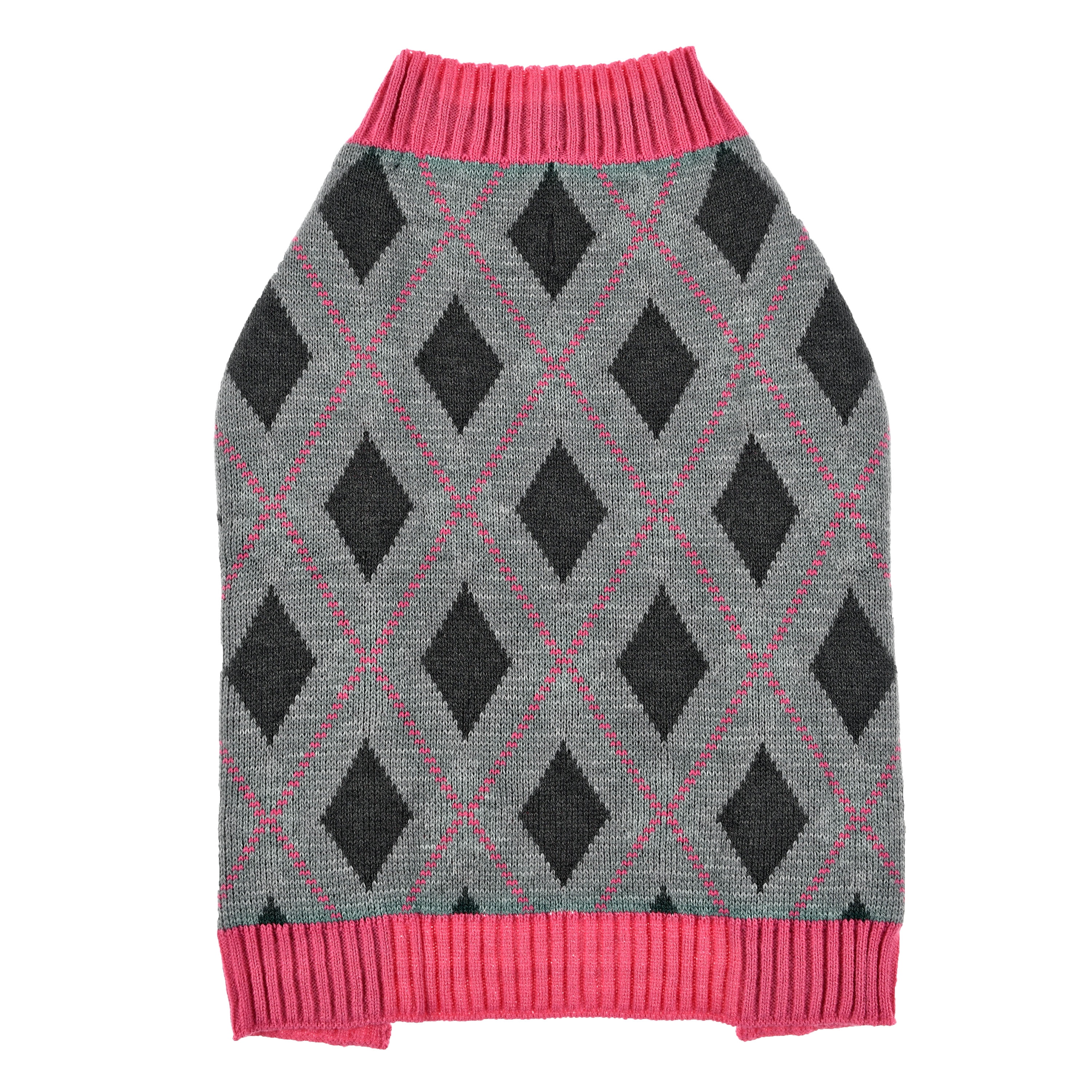 Vibrant Life Pink Argyle Dog Sweater, Medium