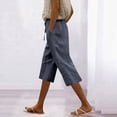 thumbnail image 2 of UVEASISHA Cotton Linen Pants for Women High Waisted Drawstring Capri Pants Baggy Comfy Lounge Beach Trousers with Pockets Gray S, 2 of 8