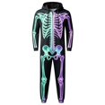 thumbnail image 5 of MEZZALL 1-Pack Adults Unisex Skeleton Print Hooded Onesie, Full Zip Halloween Skeleton Bodysuit, Matching Long Sleeve Jumpsuit, 5 of 6