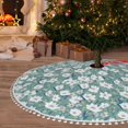 thumbnail image 6 of Rocae Gouache Flowers for Christmas Tree Skirt with Pom Pom Trim for Holiday Party for Holiday Home Decor Indoor Outdoor-36", 6 of 7
