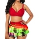 thumbnail image 2 of Txlixc Traje de baño de 2 piezas para mujeres, vestido de bikini de color sólido + falda de hoja de loto Txlixc  moda, 2 of 5