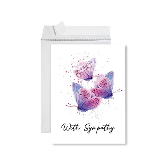 Koyal Wholesale Jumbo Sympathy Card with Envelope, With Sympathy Butterflies, 8.5" x 11", 1-Pack