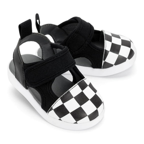 ikiki Checkered Squeakerless Toddler Sandals | Black/White