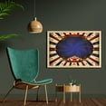 thumbnail image 2 of Vintage Wall Art with Frame, Circus Theme Retro Carnival Tent Ribbon Poster Like Image Illustration, Printed Fabric Poster for Bathroom Living Room, 35" x 23", Pale Yellow Navy Blue, by Ambesonne, 2 of 2