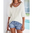 thumbnail image 6 of FreshPretty Sweaters for Women Summer Oversized Half Short Sleeve Knitted Pullover V Neck‌ Casual Loose Fit Spring Tops, 6 of 9
