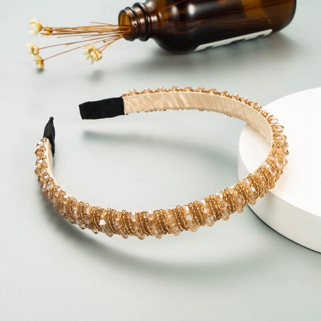 Diadema con cuentas tejidas a mano para el cabello Homing Hair Hoop, estilo barroco, esponja, accesorios simples para el cabello facial para mujer