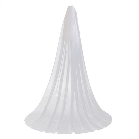 HOMEMAXS 3M Long Wedding Veil Double Layer Soft Tulle Cathedral Chapel Floor Veils with Hair Side Comb for Bride (White)