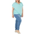 thumbnail image 2 of Wright's Women's Plus Size Short Sleeved Drape Front Top, 2 of 5