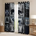 thumbnail image 2 of Manfei Boys Girls Animal Bear Deer Wolf Curtains Pack of 2 (42x84 Each),Retro Rustic Cabin Curtains Blackout,Geometric Plaid Grid Bedroom Curtains,Luxury Bedroom Decor, 2 of 6