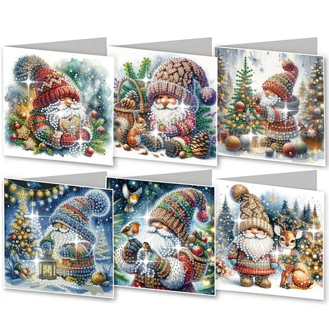 SharkTRUE Christmas DIY Diamond Greeting Cards Set, DIY Diamond Art Painting Christmas Style Greeting Card, DIY Christmas Card Making Kits for Family Friends Handmade Gift