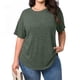 thumbnail image 1 of TaTaai Plus Size Everyday Top Women, Striped Short Sleeve Round Neck T-Shirt, Loose Fit Five Quarter Sleeve Blouse, Lightweight Soft Casual Apparel Gift, 1 of 9