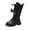 Black, variant on lsirc Girls Lace-Up Combat Boots with Side Zipper, Knee-High Lug Sole Dress/School Boots - Toddler/Little/Big Kids, Beige, US10.5(4-4.5Years)