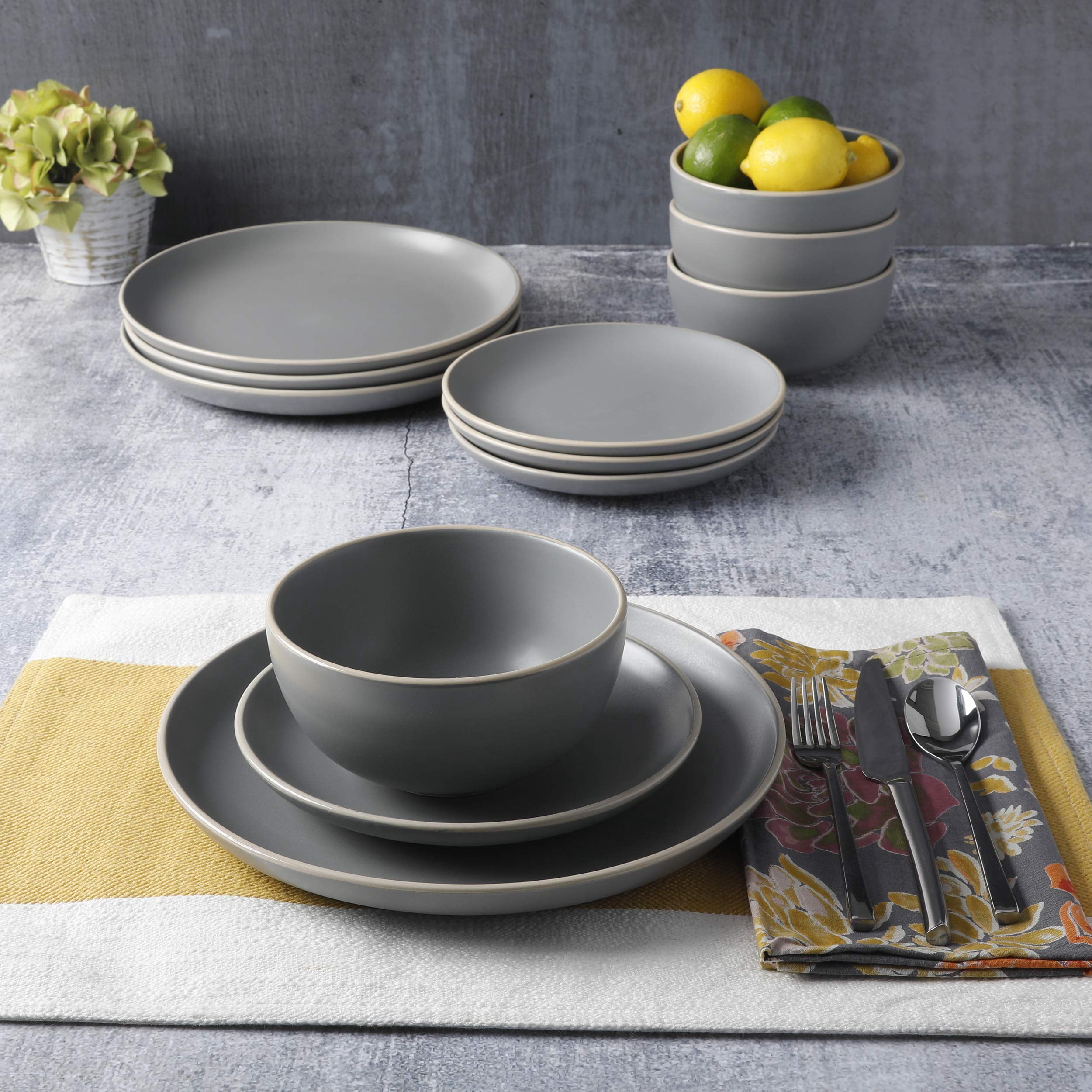 Gibson Home Remi 12pc Dinnerware Set - Gray