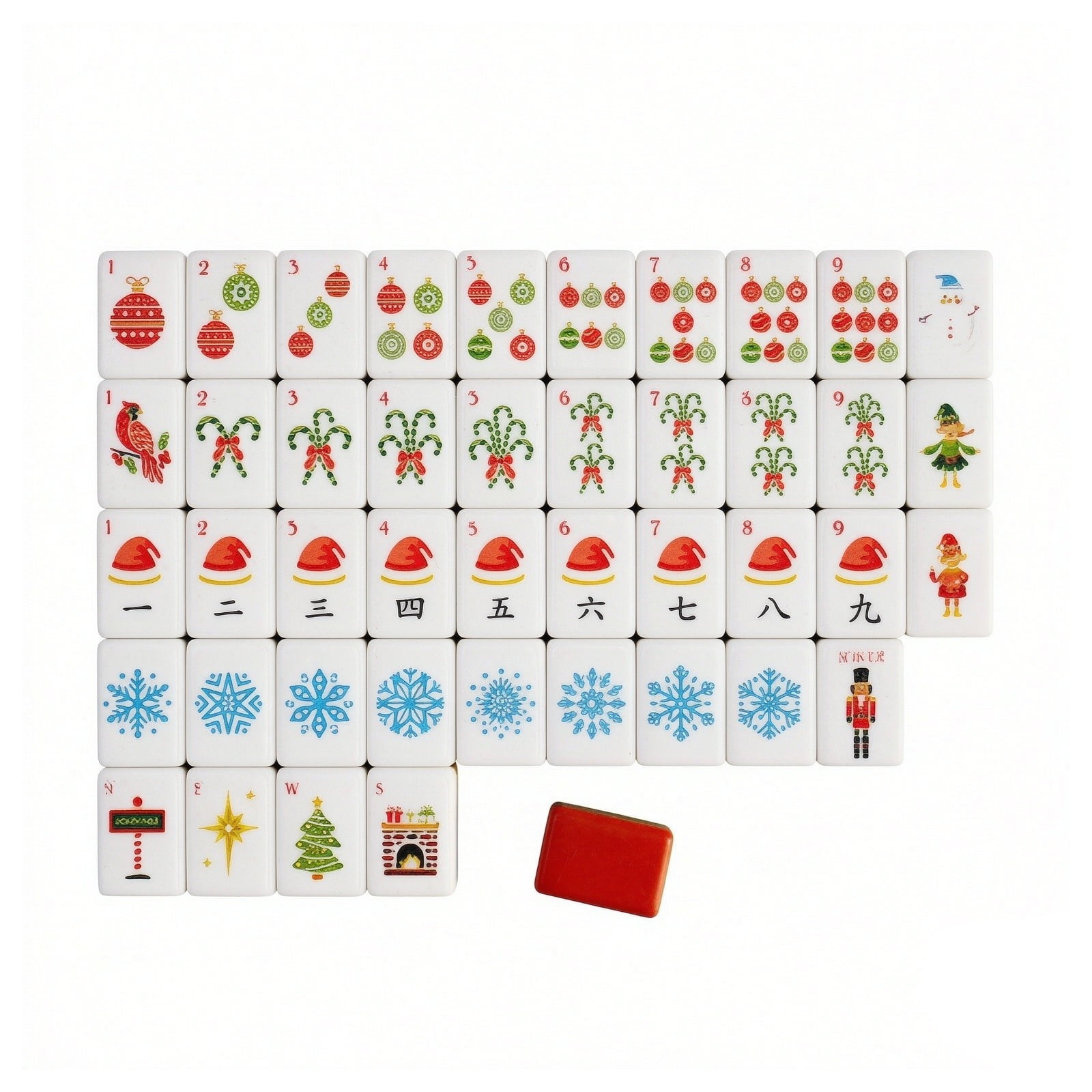 Christmas American Mahjong Tile Set 4‑Layer Acrylic Majiang 160 Tiles Complete Game Set for Family Game Night & Travel