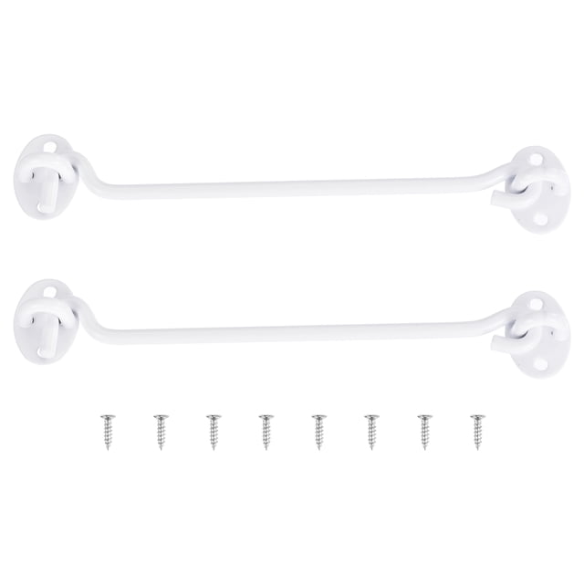 Uxcell 2 paquetes de pestillo de gancho y ojo de 8 pulgadas para puerta de granero, acero inoxidable, blanco